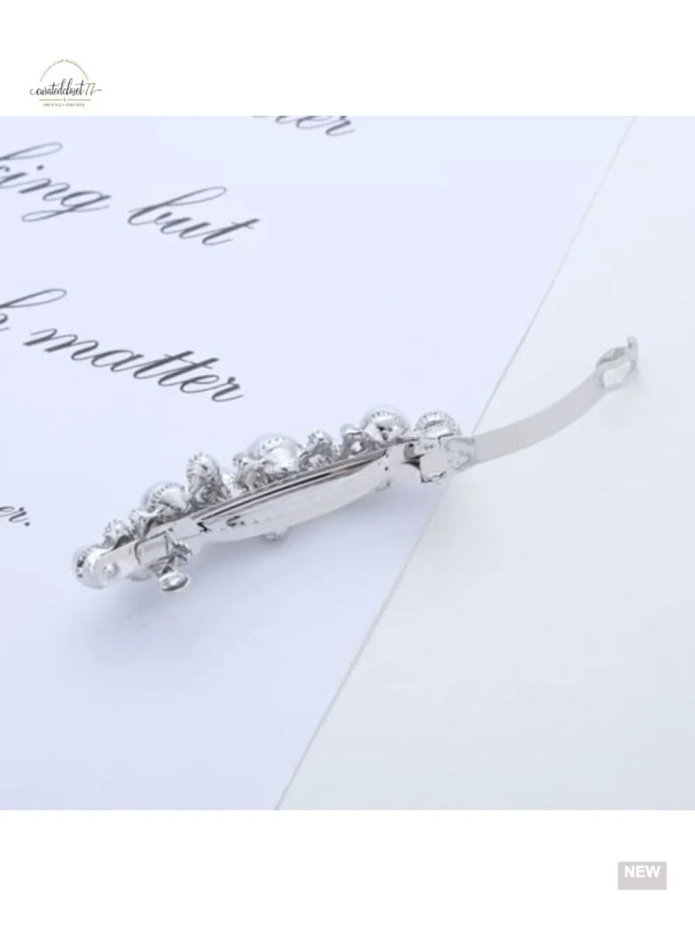 Pearl Crystal Hair Barrette Wedding Rhinestone French Hairclip Decorative